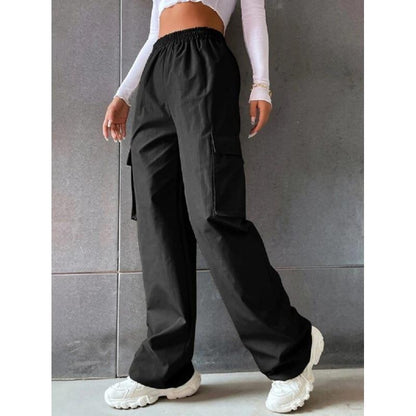 Women's fashion solid color high waist flip workwear with pocket pants