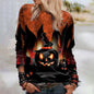 Bedrucktes Halloween-Sweatshirt mit Rundhalsausschnitt für Damen