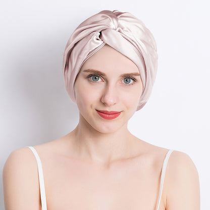 Seamless double layer silk cross sleep cap