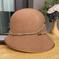 Simple Belt Decoration Bucket Female Autumn And Winter Fashion All-matching Wool Cylinder