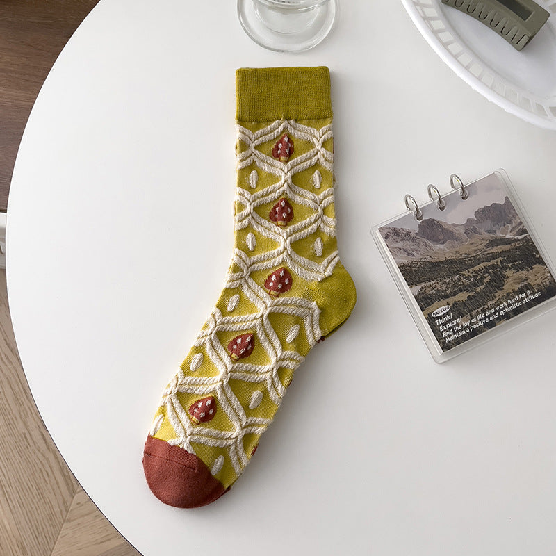 Retro künstlerische Persönlichkeits Blumen Pilz Röhrensocken