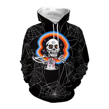 Lässiges Halloween Sweatshirt mit Totenkopf Kapuze für Damen & Herren