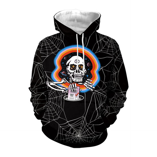 Casual Halloween sweatshirt with skull hood for women &amp; men