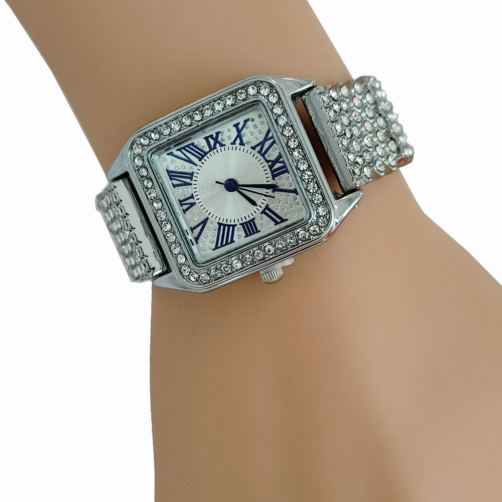 Armband-Set quadratisch voller Himmelsstern voller Diamanten Damenuhr
