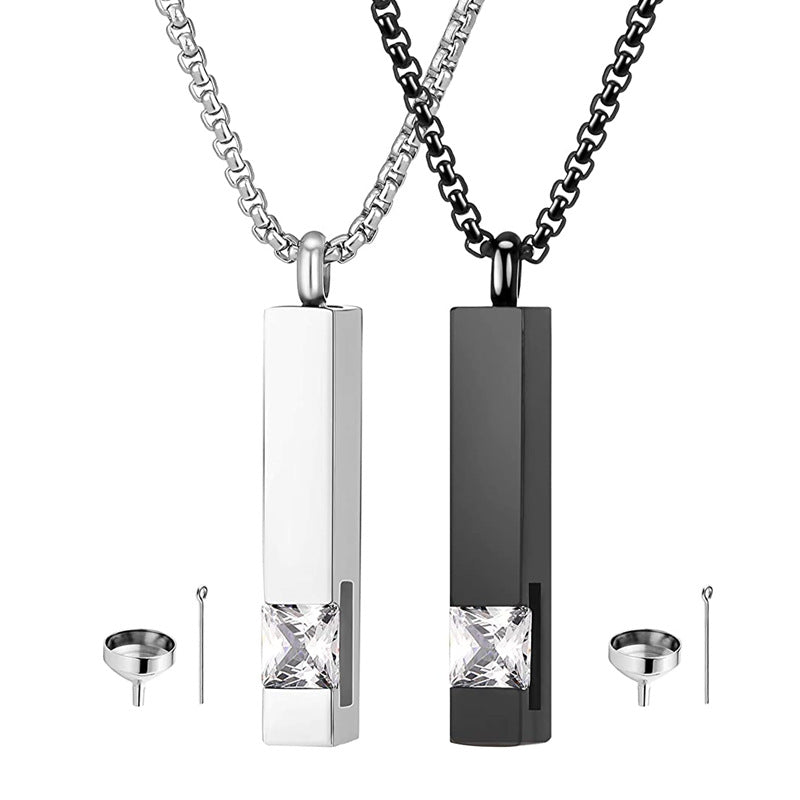Simple geometric couple zircon perfume necklace