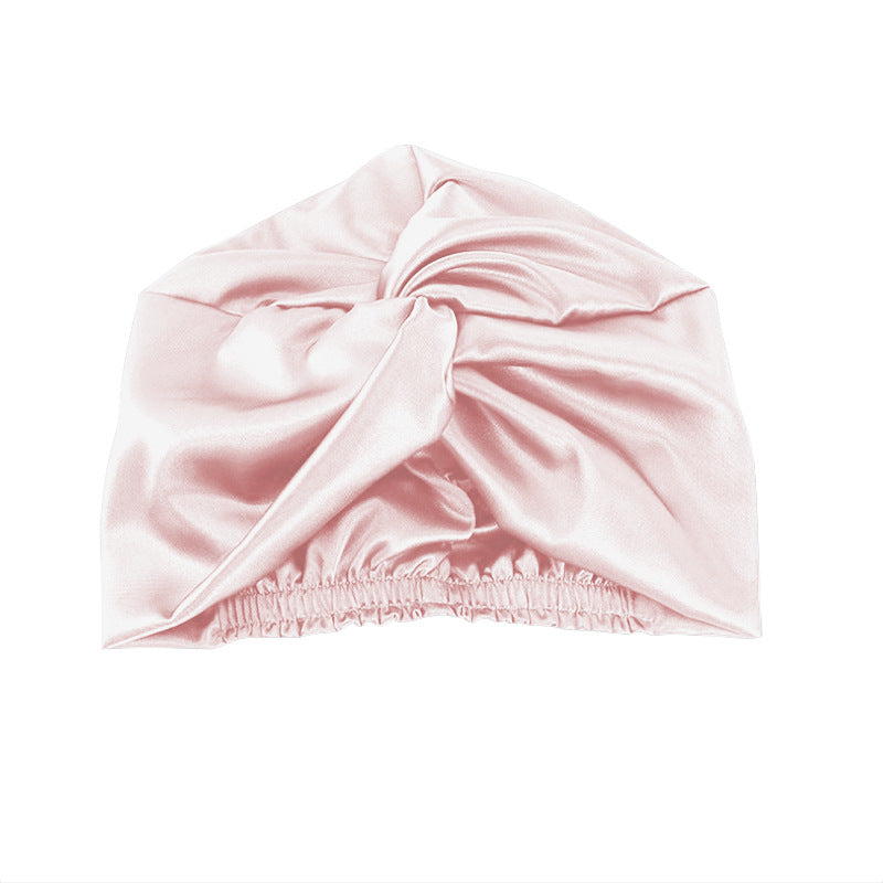 Seamless double layer silk cross sleep cap