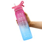 1000ml Plastic Spray Water Bottle Scrub Bounce Cover Straw Space Cup Sports Water Bottle