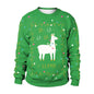 Women's sweatshirt with Christmas cute alpaca print and round neck