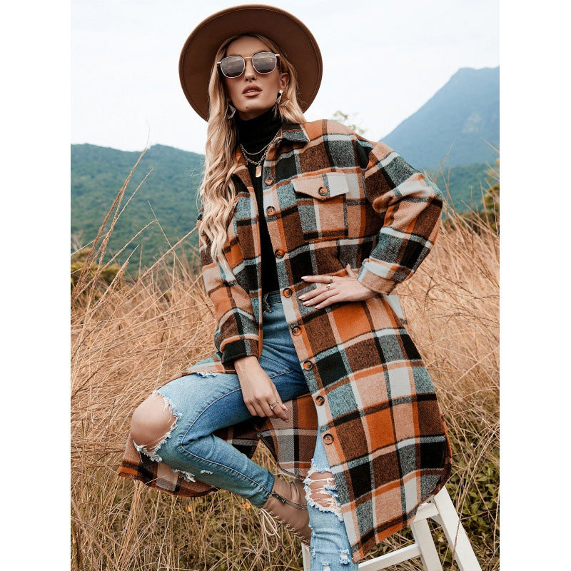 Fashionable, casual checked jacket for women