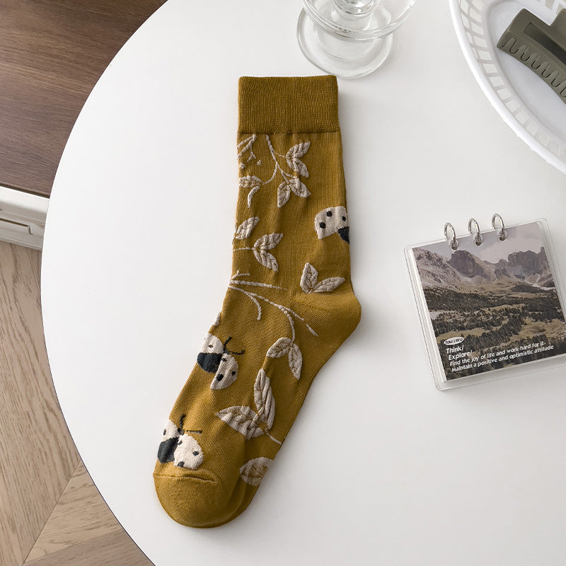 Retro künstlerische Persönlichkeits Blumen Pilz Röhrensocken