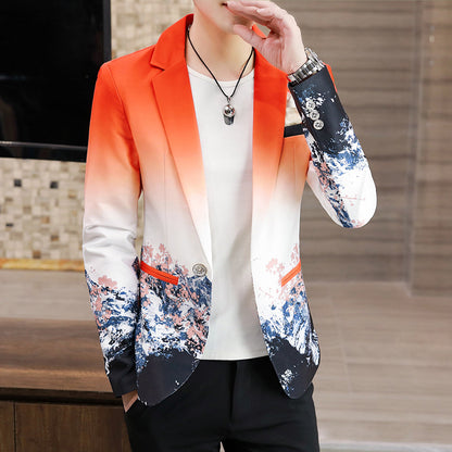 Men's fashion casual slim with floral pattern
