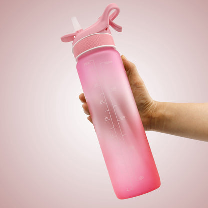 1000ml Plastic Spray Water Bottle Scrub Bounce Cover Straw Space Cup Sports Water Bottle