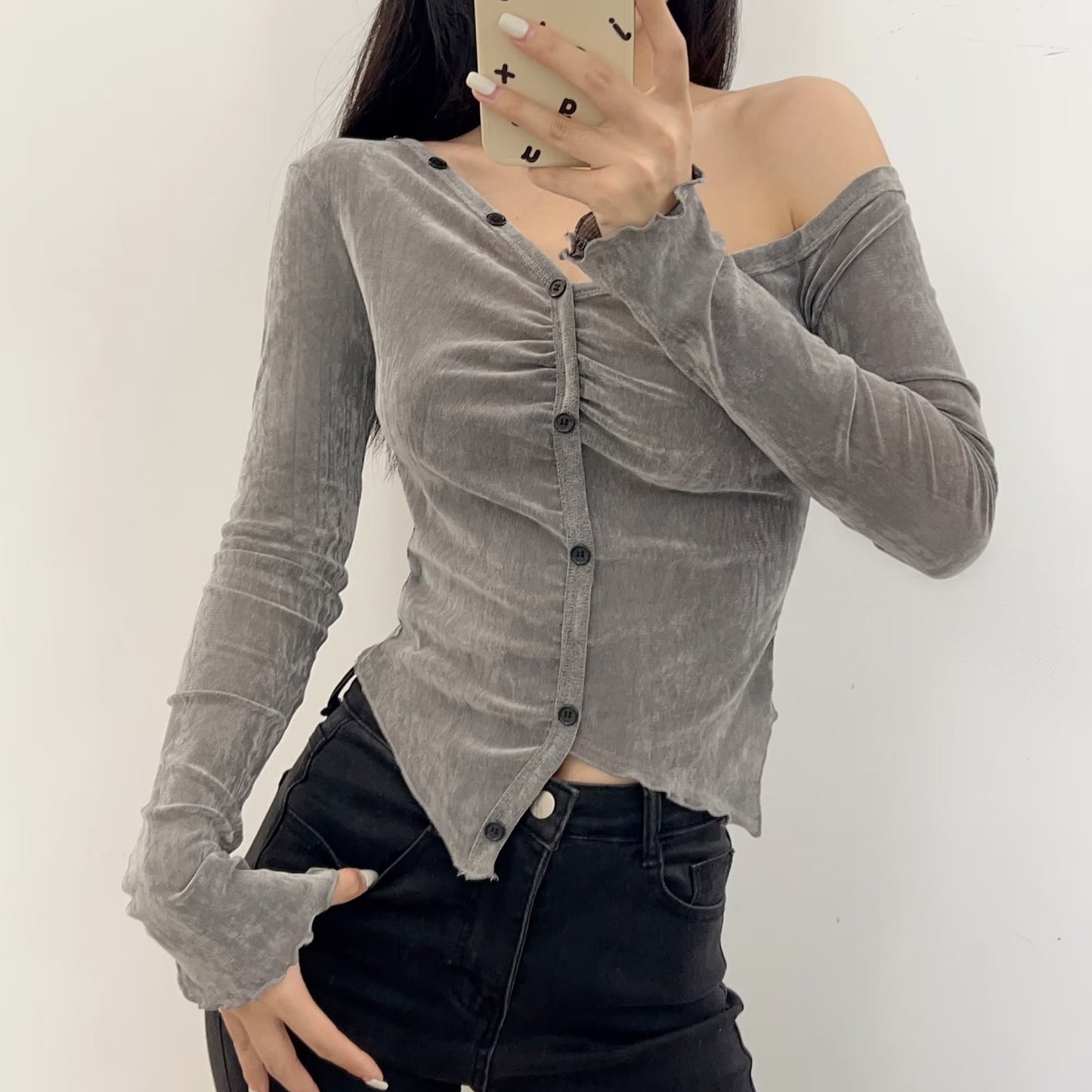 Women's slim fit irregular fit top in European and American style