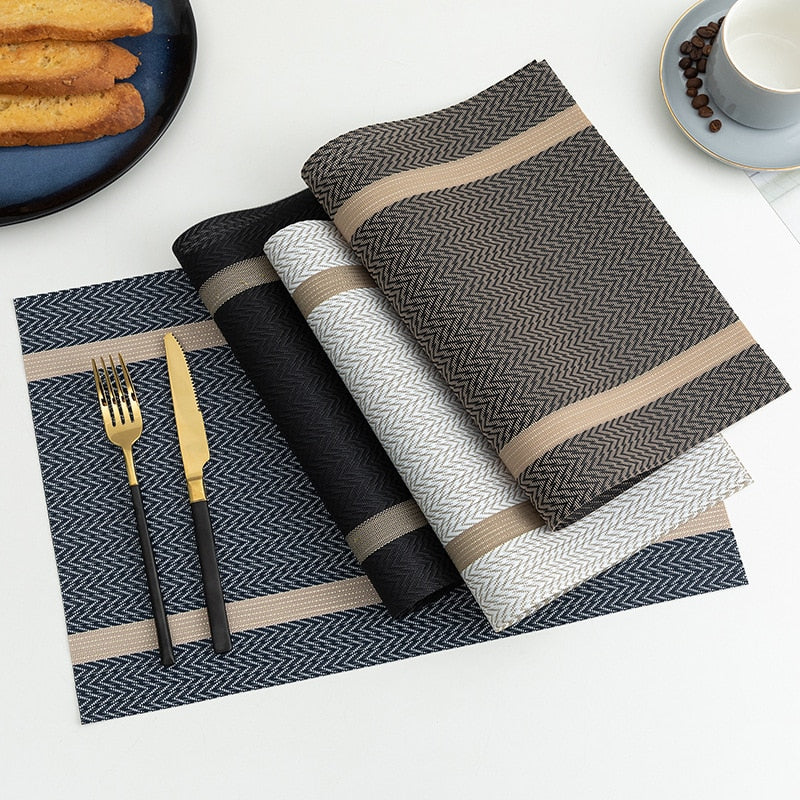 Set von 4 PVC Tischset für Esstisch Matte Set Bettwäsche Ort Matte Zubehör Tasse Wein Dekorative Matte Tischsets für tabelle