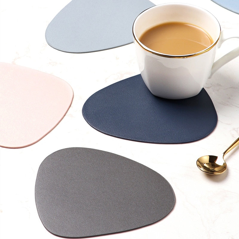 Leather Western Placemat Tableware Pad Oil Waterproof Heat Insulation Non-Slip Tablemat Coaster for Kitchen Washable Cup