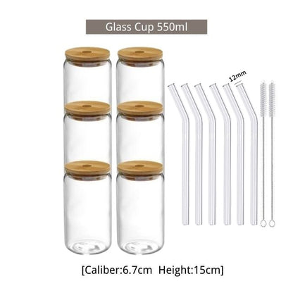 550ml/400ml Glas Tasse Mit Deckel und Stroh Transparent Blase Tee Tasse Saft Glas Bier Können Milch mokka Tassen Frühstück Becher Drink