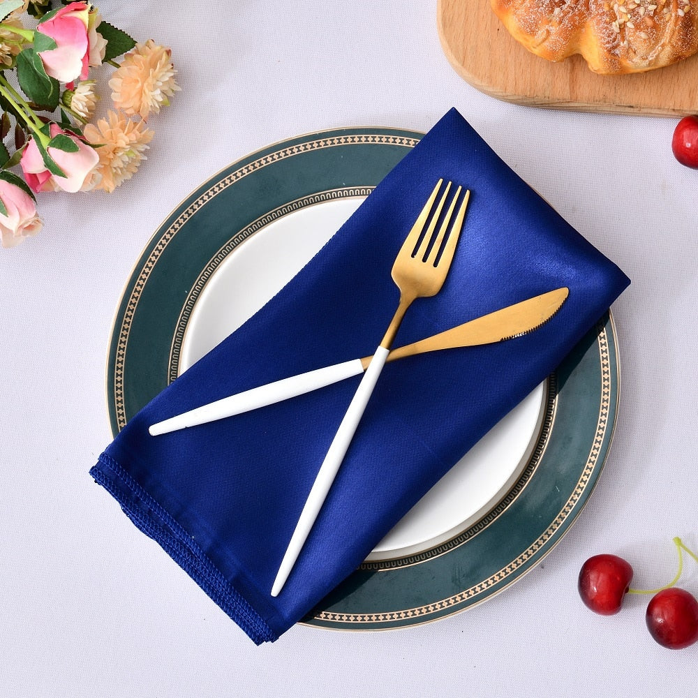 12pcs Hemstitched Square Napkins 30x30cm Satin Cocktail Napkin for Party Wedding Tablecloth Soft Kitchen Dinner Napkins