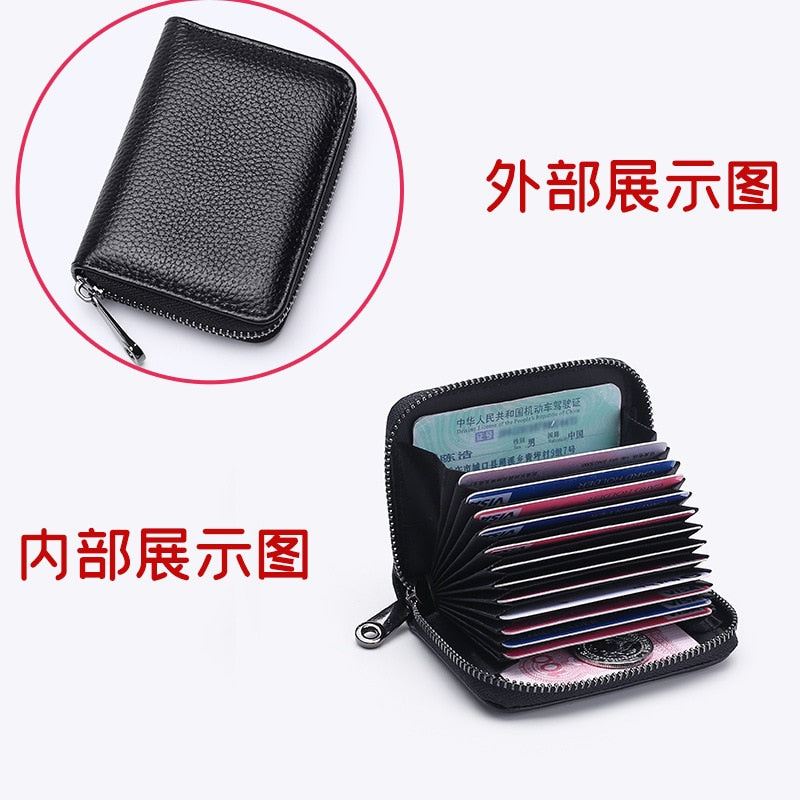 ID Card Holder Bank Credit Bus Cards Cover Anti Degaussing Coin Pocket Wallet Bag Business Zipper Card Holder Organizer