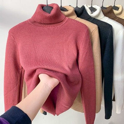 Turtle Neck Winter Sweater Women Elegant Thick Warm Female