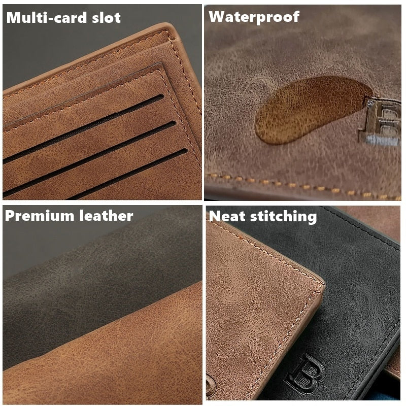 New Retro Men Leather Wallets Small Money Purses Design Dollar Price Top Men Thin Wallet With Coin Pocket Zipper