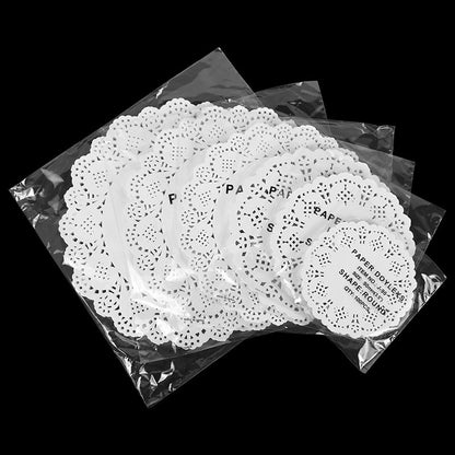 100pcs White Round Paper Doilies Lace Placemats for Tables Wedding Christmas Birthday Party Cake Placemat Table Decoration