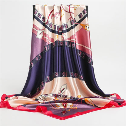 Neckerchief Shawl Wraps Print Silk Satin Scarf