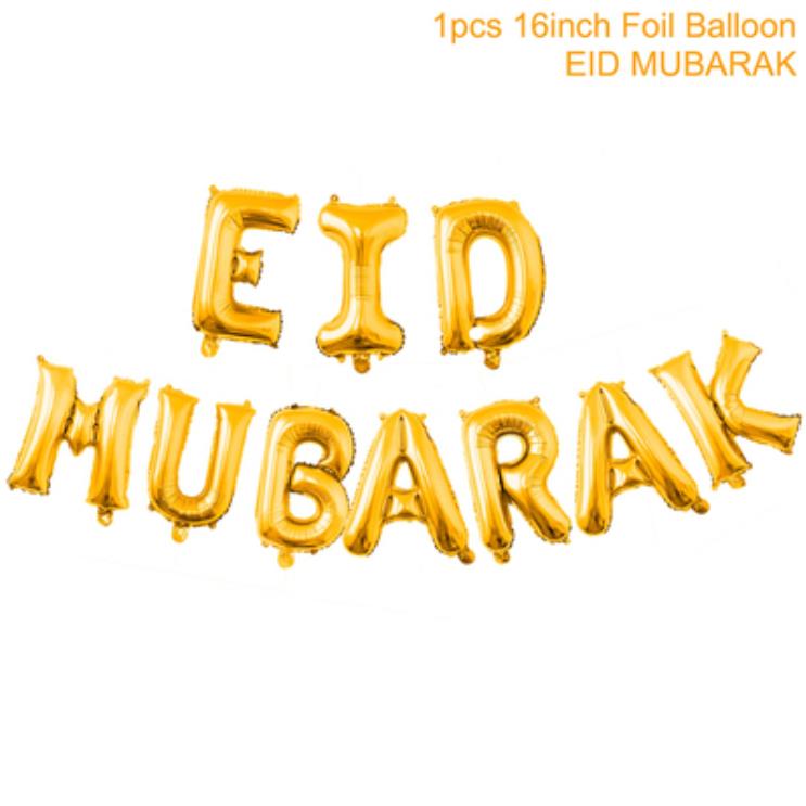 Eid Mubarak Banner Bunting Balloons Plates Napkins Tablecloth Kareem Ramadan Decoration Muslim Islamic Festival Party Supplies