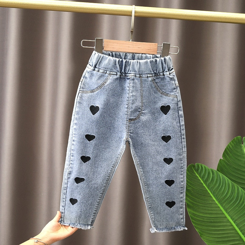 Girls Cartoon Jeans Pants Kids Jeans Trousers Casual Clothes for Toddler Baby Girls 2-6 Years Spring Summer Trendy Children Clothing