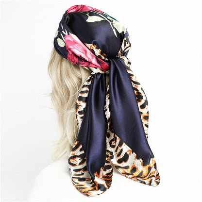 Neckerchief Shawl Wraps Print Silk Satin Scarf