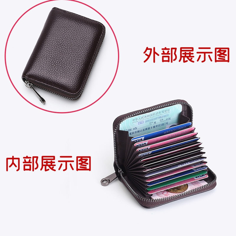 ID Card Holder Bank Credit Bus Cards Cover Anti Degaussing Coin Pocket Wallet Bag Business Zipper Card Holder Organizer