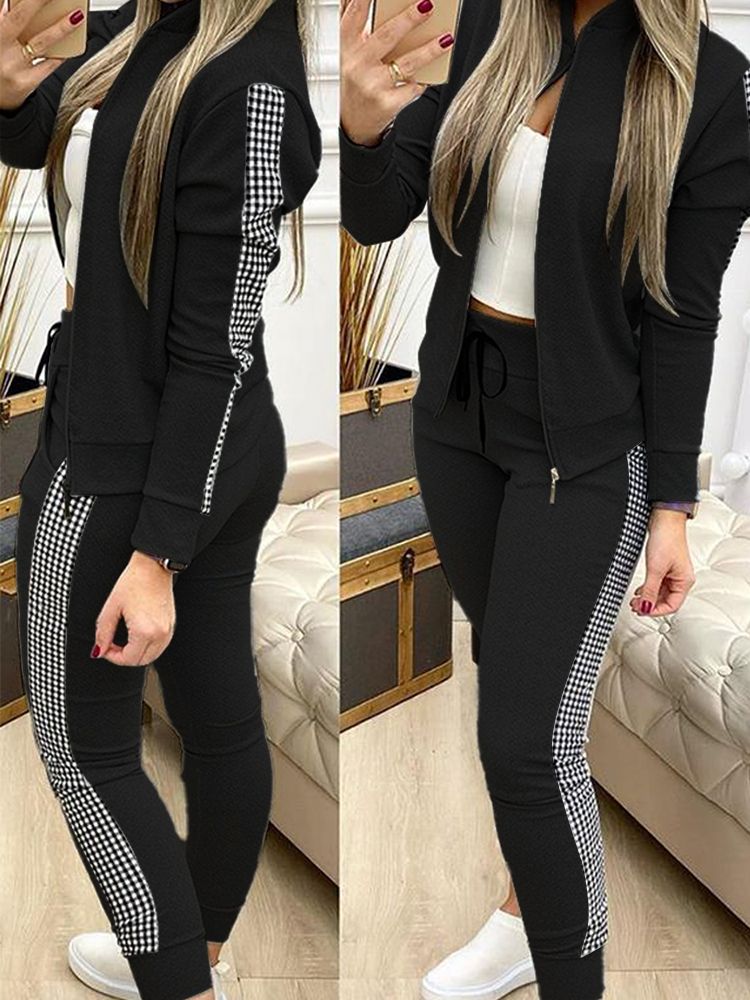 Women Two Piece Set Outfits Autumn Women's Tracksuit Zipper Top And Pants Casual Sport