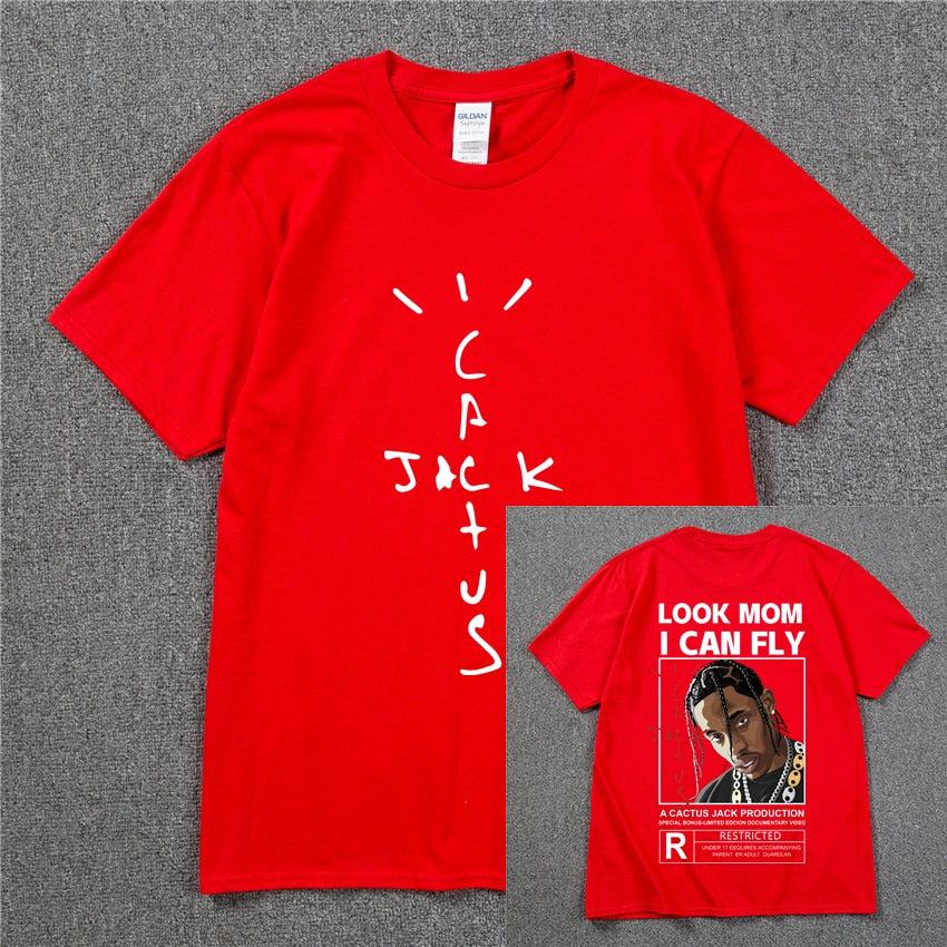 Fashion Hip Hop Men T-shirt Tour Short Sleeve CACTUS JACK Print Kanye West Basic Couple Loose Short Sleeve T-Shirt