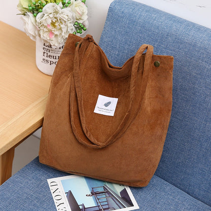 New corduroy shoulder bag for women cotton cloth versatile handbag