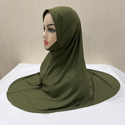 H124 plain big size muslim hijab with chin part top quality Hijab