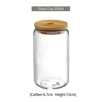 550ml/400ml Glass Cup With Lid and Straw Transparent Bubble Tea Cup Juice Glass Beer Can Milk Mocha Cups Breakfast Mug Drink