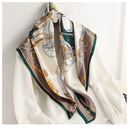 Square Silk Scarves Women 90*90cm Satin Hijab Scarf Muslim