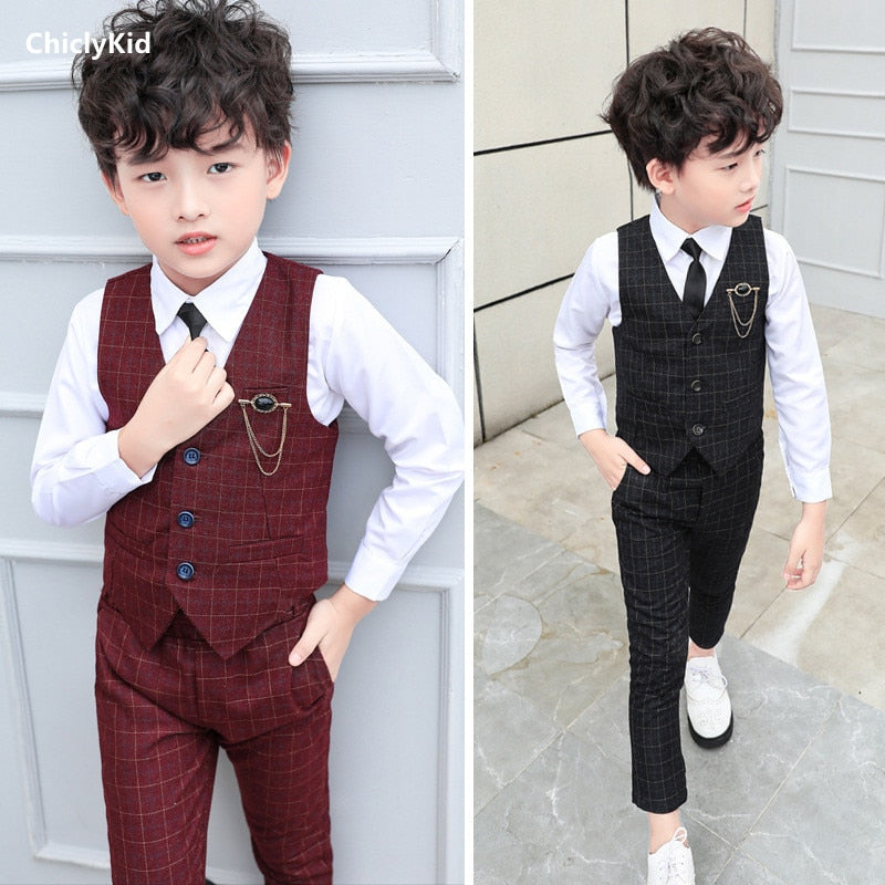 Blazer Kids Vest Wedding Clothing Set Toddler Formal Dress Suit