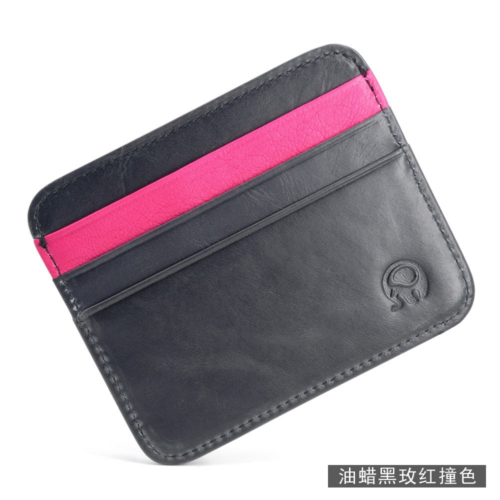 Retro First Layer Genuine Leather Card Bag with 7 Card Slot Super Thin 100% Real Leather Bank Card Holder Coin Purse Type Wallet