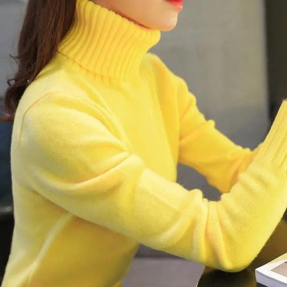 Women Turtleneck Sweater Pure Color Loose New Trend