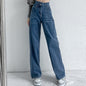 Jeans Frauen weites Bein Hosen Mutter Femme schwarz blau Jeans hohe Taille Frau Hose Kleidung Pantalones Spodnie Damskie