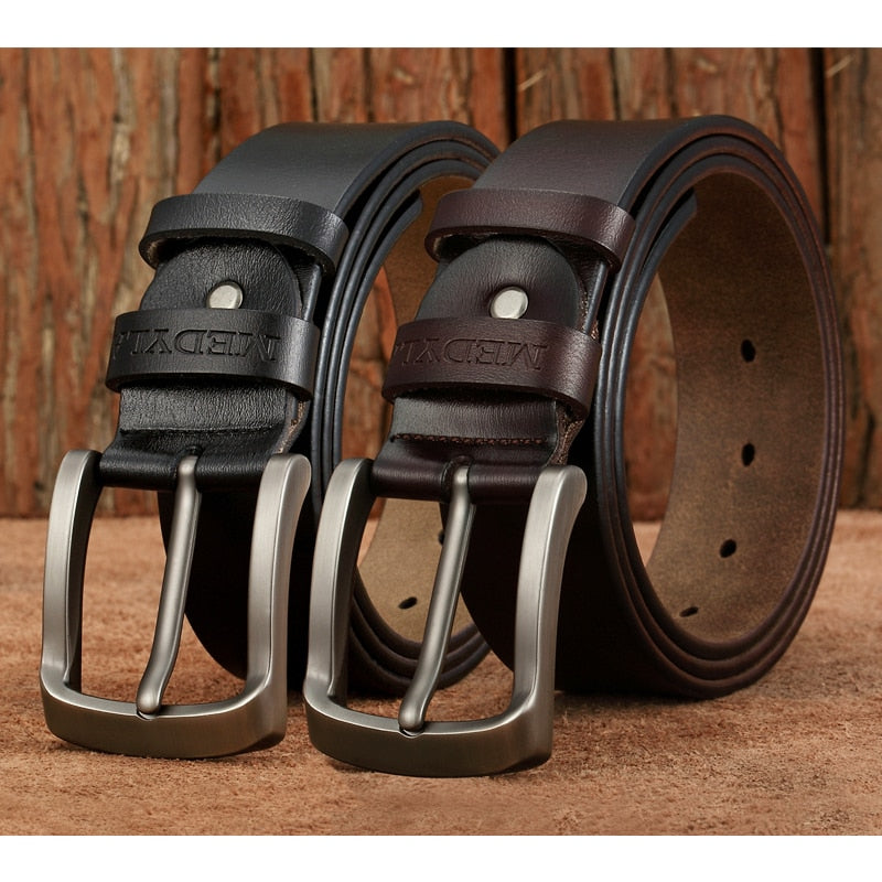 Men's Belt High Quality Genuine Leather Luxury Strap Classic Vintage Alloy Pin Buckle Male Belt Jeans Belts for Men SM03