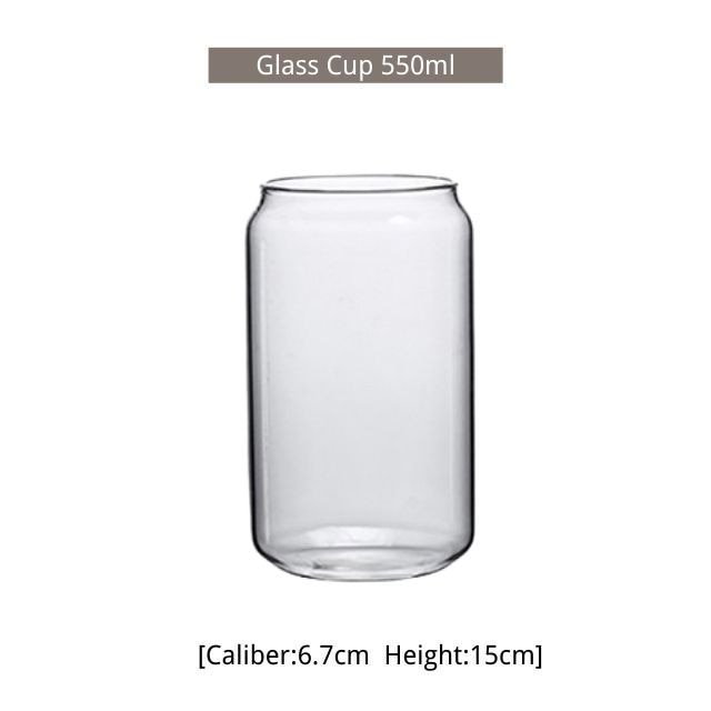 550ml/400ml Glass Cup With Lid and Straw Transparent Bubble Tea Cup Juice Glass Beer Can Milk Mocha Cups Breakfast Mug Drink