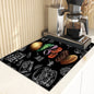 Retro Cafe Design Drain Pad Tableware Coffee Cup Placemat Kitchen Rugs Dish Drainer Absorbent Durable Napa Skin Bathroom Table Mat