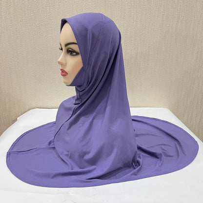 H124 plain big size muslim hijab with chin part top quality Hijab