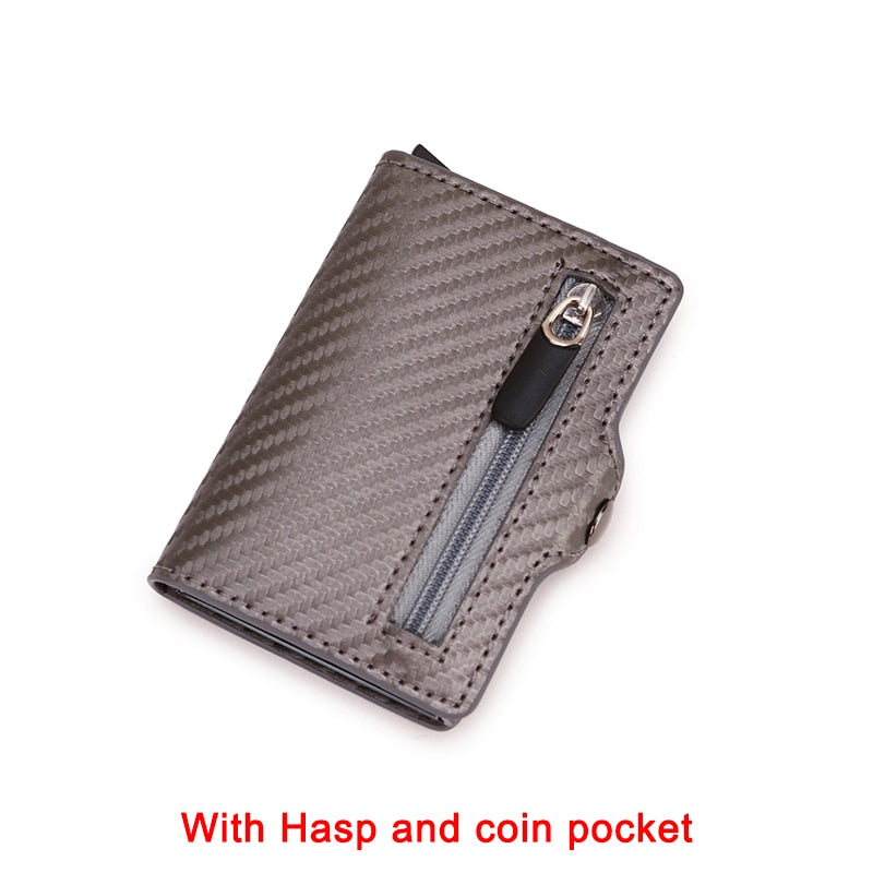 Carbon Fiber Rfid Card Holder Men Wallets Money Bag Zipper Purse Small Leather Mini Slim Wallets Vallet Carteira Masculina