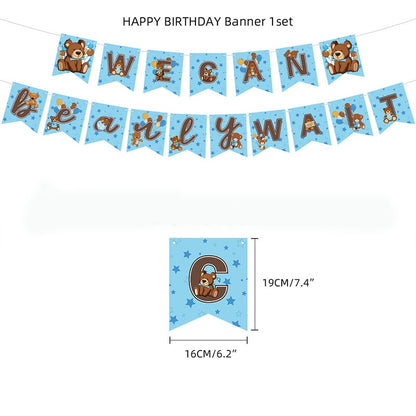 Niedliche Teddybär Baby party Einweg geschirr setzt braun blau Serviette Teller Tasse Kinder Baby Mädchen alles Gute zum Geburtstag Party Suppli