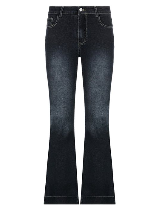 Flare Jeans Vintage Low Waisted Cute Pants Aesthetics Streetwear Casual Cargo Pants Women Korean Distressed Jean