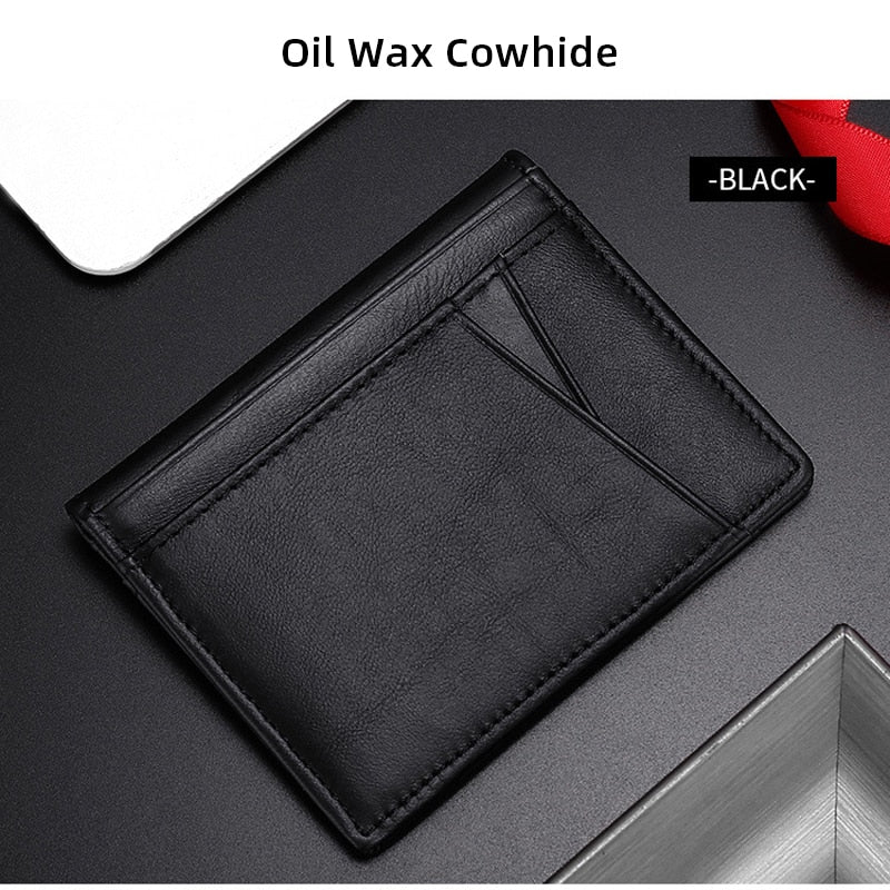 Buylor Men's Wallet Soft Super Slim Wallet Genuine Leather Mini Credit Card Holder Wallet Thin Card Purse Small Bags for Women