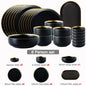 Black Dinnerware Set Ceramic Plates Dishes Plates and Bowls Set Food Plate Salad Soup Bowl Tableware Set for Restaurant