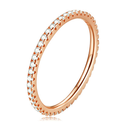 925 Sterling Silber CZ Simulierte Diamant Stapelbar Ring Platin Überzogene Ewigkeit Bands für Frauen